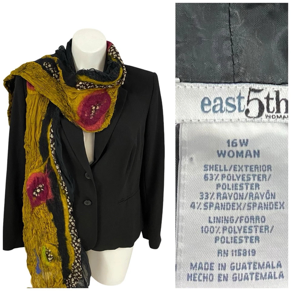 East 5th Blazer Womens 16W Black Jacket Work Basic Office Capsule Minimalist - Image 1 of 4