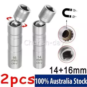 14+16mm Universal Thin Wall Joint Spark Plug Socket Magnetic Wrench Removal Tool - Picture 1 of 11