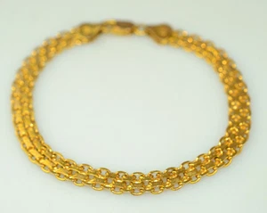 MILOR GOLD VERMEIL ON STERLING SILVER BISMARK MESH BRACELET 7 5/8" LONG ITALY - Picture 1 of 3