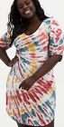 Womens Torrid Super Soft Multi Tie-Dye T-Shirt Dress Size 1 14-16 NWT