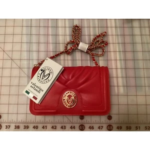 Valentino Orlandi Red Quilted Flap Bag Chain Strap Designer Handbag - Picture 1 of 7