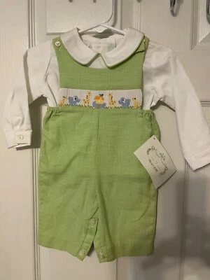 Vive La Fete Nuevo con Etiqueta Calado Arca de Noé Verde Guinga Conjunto Talla 3 Meses Foto 1 de 4