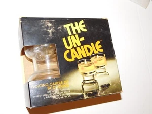 Vintage Corning Pyrex THE UNCANDLE 5" Floating Candles Clear Glass Set Of 2 - Picture 1 of 4