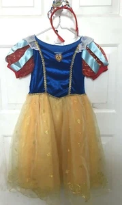 Disney World Princess Snow White Costume W Crown Girl's 6/6x EUC Free Shipping - Picture 1 of 11