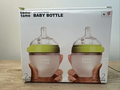 8oz Comotomo baby bottle Green 2 pk Soft Silicone - Image 1 of 4