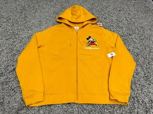 NEW Walt Disney World Hoodie Womens Large Yellow Mickey Mouse Embroidered Parks - Picture 1 of 10