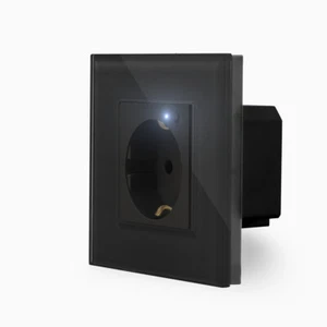 Enchufe WiFi 1 compartimento Schuko empotrado WiFi Smart Glas negro Luxury-Time - Imagen 1 de 8