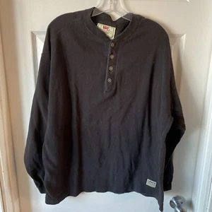 Levi’s Men’s Pullover Sweatshirt Size Large Black 4 Button Crew Neck Long Sleeve - Picture 1 of 10