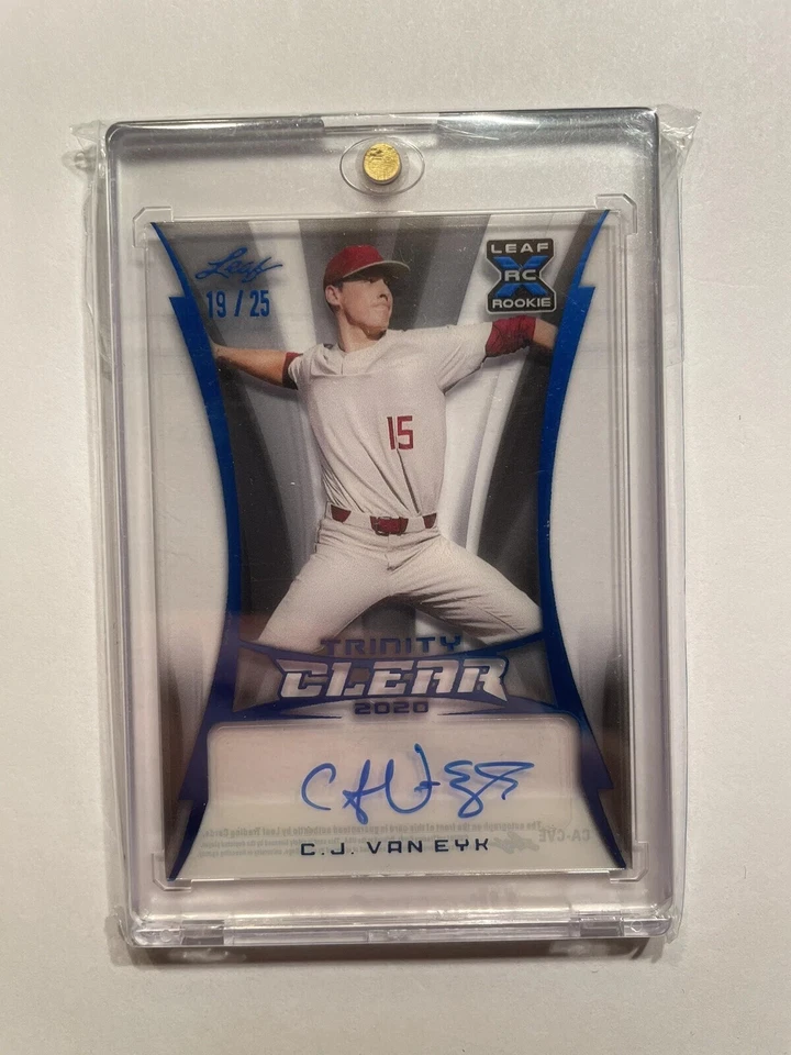 C.J. VAN EYK 2020 LEAF TRINITY BASEBALL CLEAR ACETATE ROOKIE AUTO #19/25 - Image 1 of 1