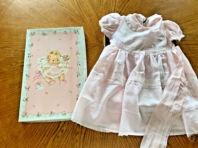 Vestido bebé niña años 60 en caja de regalo original rosa transparente 12M vintage delicado Foto 1 de 4