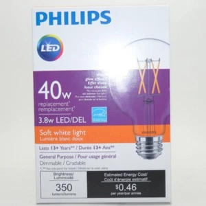 Philips Dimmable G25 LED Bulb 3.8G25/PER/927-922/CL/G/E26/WGXT20 929001969704 - Picture 1 of 5