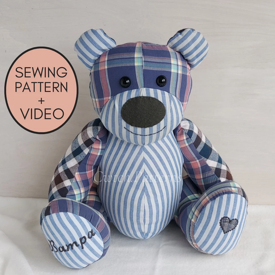 Memory Bear SEWING PATTERN, teddy bear sewing pattern, soft toy pattern, uk - Image 1 of 4
