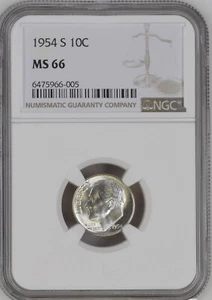 1954-S 10C Roosevelt Dime NGC MS66 - Bild 1 von 3