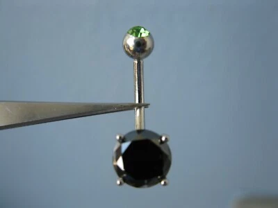 2.50ctw 100% DIAMANTE NEGRO REAL con ANILLO DE VIENTRE DE PERIDOTO, DOBLE, CERTIFICADO, PROBADOR DE DIAPOSITIVAS Foto 1 de 4