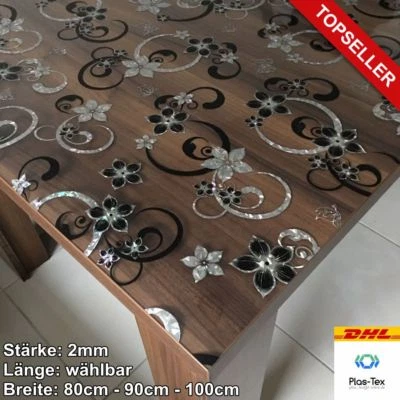 Tischfolie Tischdecke Schutzfolie mit Muster 2mm Transparent Klar Weich-PVC - Bild 1 von 3