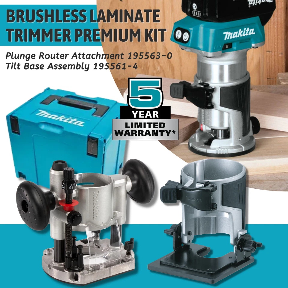Makita 18v Brushless Laminate Trimmer Premium Kit DRT50ZJX2
