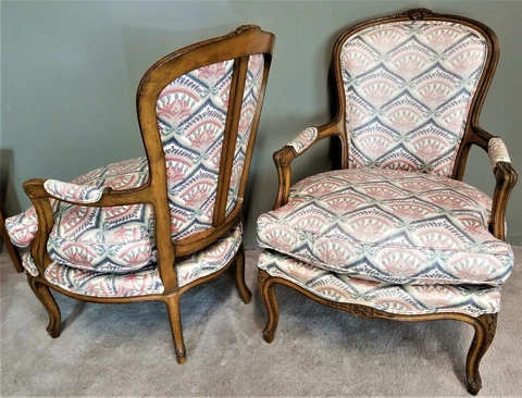 French Provincial Armchairs Louis XV Cushions Fauteuil Cover