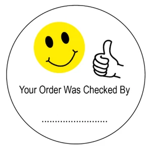 Your Order Was Checked By - Packing Stickers / Labels 45mm Circles - Picture 1 of 6