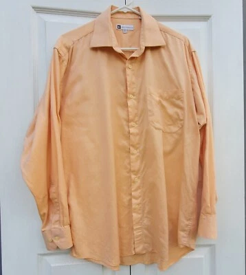 Bachrach Dress Shirt Men's 16, 32/33 Peach White Micro Stripe Button - Image 1 of 4