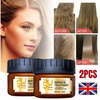 PURC 2x Keratin Protein Collagen Hair Mask For Dry Damaged Hair Repair Treatment Mask