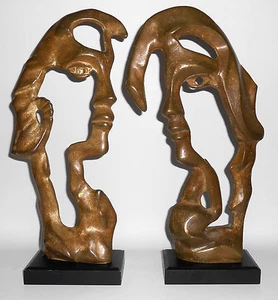 Pair Bronze Metal Hollow Large Man/Woman Hollow Figurines! - Picture 1 of 4