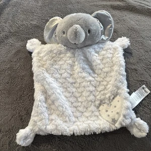 Little Me Gray Elephant White Minky Security Lovey Blanket Rattle Heart - Picture 1 of 6