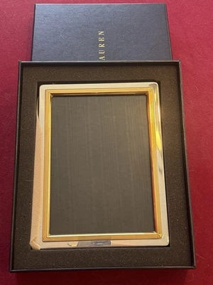Marco de fotos Ralph Lauren Bryant - plateado y dorado 5 x 7 ¡Caja nueva con etiquetas hecha en Italia! Foto 1 de 4