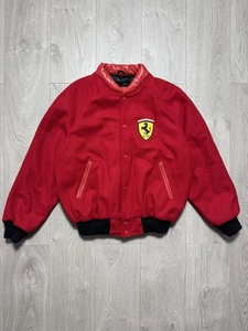Vintage Ferrari Racing Wool Leather Jacket 1996 Size M - Picture 1 of 12