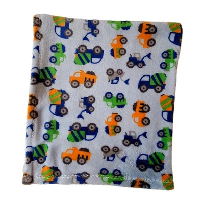 Cutie Pie 婴儿毯 水泥自卸车 反铲 建筑 蓝色 绿色 橙色 — 第 1/4 张图片