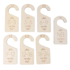 7-piece Set Of Cute Wooden Double-sided Clothes Size Hanger Organizer HG - Picture 1 of 23