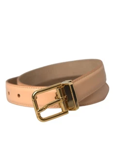Dolce & Gabbana Beige Calfskin Leather Gold Metal Buckle Women's Belt Authentic - Picture 1 of 4