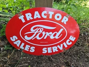 VINTAGE 1959 FORD PORCELAIN SIGN FARMING TRACTOR DEALER SALES EQUIPMENT SERVICE - Picture 1 of 5