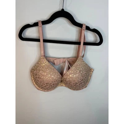 Sujetador Victoria's Secret ROSA 34B Dorado Estampado Leopardo Acolchado Lencería con Aros Foto 1 de 3