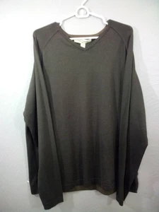 Tommy Bahama Shirt Mens Large V-Neck Brown Long Sleeve Silk Blend Soft Stretch - Picture 1 of 6