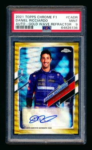 2021 Topps Chrome F1 Daniel Ricciardo Gold Wave Refractor Auto #49/50 PSA 9 Mint - Picture 1 of 2