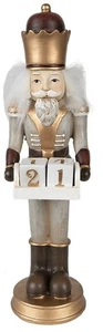 Weihnachtsdeko Standbild Nussknacker mit Kalender Grau, Goldfarbig 7x7x22 cm - Bild 1 von 3