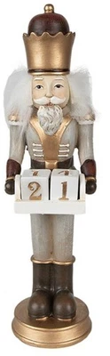 Weihnachtsdeko Standbild Nussknacker mit Kalender Grau, Goldfarbig 7x7x22 cm - Bild 1 von 3