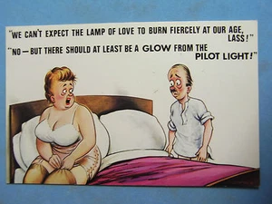 A Bamforth Comic Postcard 1970's Corset Girdle BBW FAT LADY STOCKINGS Big Boobs - Picture 1 of 2