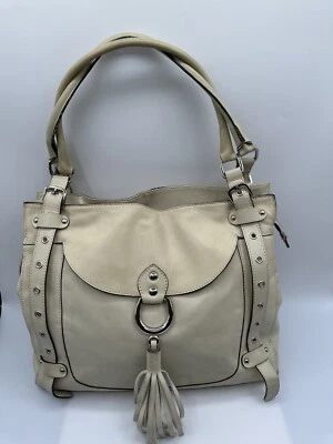 BOLSO DE MANO DE HOMBRO CAVALCANTI DE CUERO ITALIANO CREMA Foto 1 de 4