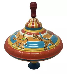 Vintage Bryan Ohio Art Tin Toy Spinning Top 9" Carousel Merry Go Round 1960s 60s - Picture 1 of 9