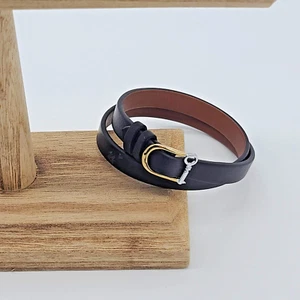 KEEP Collective Reversible Black/Brown Leather Wrap Bracelet Silver/Gold Buckle - Picture 1 of 5