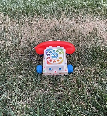 Винтаж 1961 Fisher Price болтовня телефона 747 телефон тянуть игрушка с движущимися глазами - Изображение 1 из 4