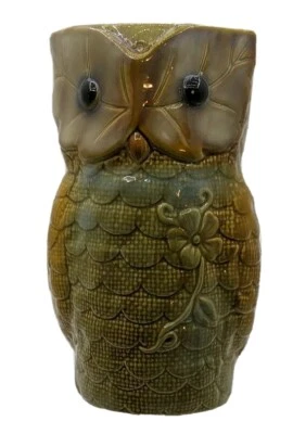 Vaso de cerâmica coruja Burton e Burton pintado à mão 9" de altura - Imagem 1 de 4