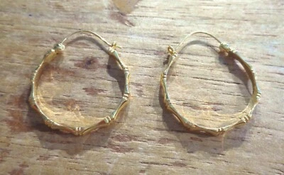 PENDIENTES ARO BAMBÚ CHAPADO EN PLATA 925 GUAM MICRONESIA CHAMORRAN 3X31MM 14K YG Foto 1 de 4