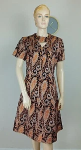 VINTAGE 60S COPPER & SILVER METALLIC JAQUERED BROCADE TAILORED DINNER DRESS 10 - Picture 1 of 8