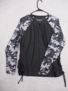 Free Country Womens XL Black Camo Zip Pullover Long Sleeve Rash Guard Swim Top S - Picture 1 of 6