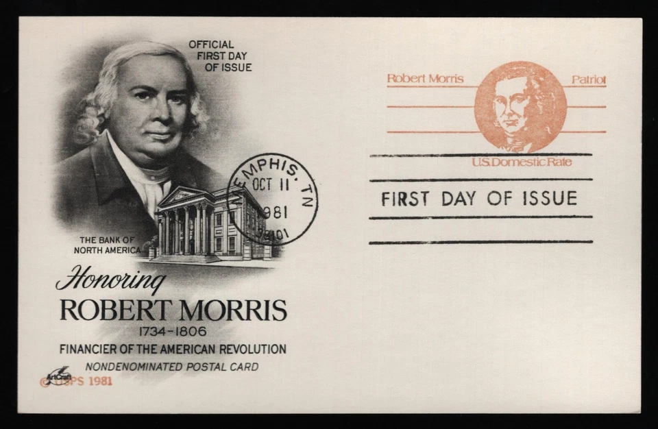 #UX92 Robert Morris, Art Craft FDC **ANY 5=FREE SHIPPING** - Image 1 of 1
