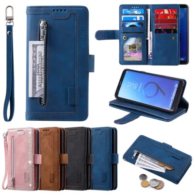 Zip Leather Wallet Case for Samsung Galaxy S10e/S10/S9/S8+ Multi Card Flip Cover - Image 1 of 4
