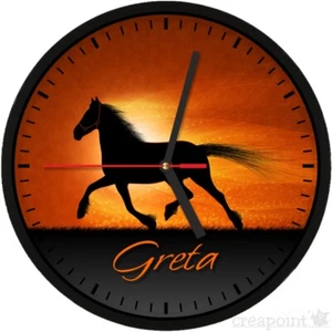 #234 Wanduhr » Pferd im Sonnenuntergang « *opt. lautloses Uhrwerk / Wunschtext - Picture 1 of 5