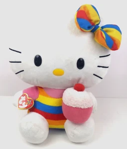 Hello Kitty Large 11” Ty Beanie Buddy Birthday Rainbow Cupcake New Old Stock - Picture 1 of 11
